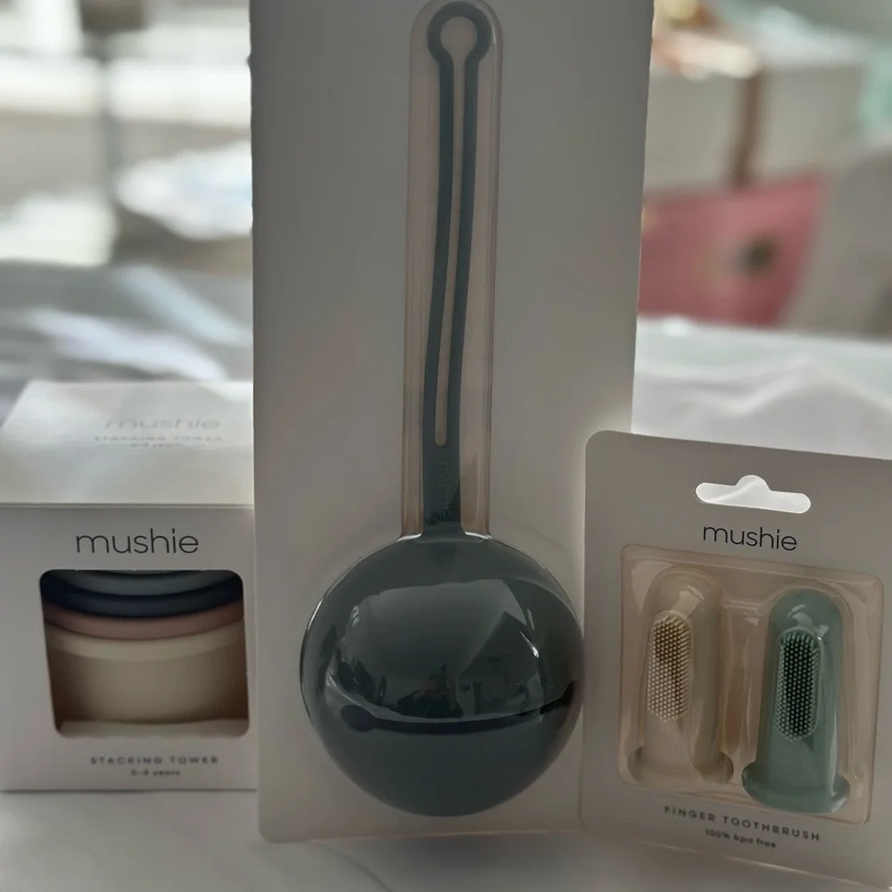 Mushie Baby Care Set in Blue and Cream